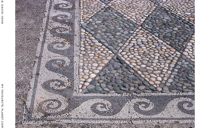 A pebble mosaic floor in the House of Dionysos, Pella archaeological site, Macedonia, Greece at My Favourite Planet