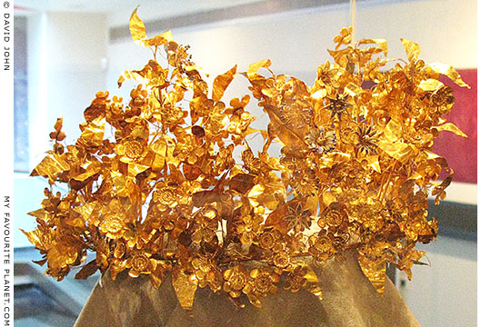 Golden myrtle wreath from a Hellenistic tomb in Central Macedonia, Greece at My Favourite Planet Golden myrtle wreath from a Hellenistic tomb in Central Macedonia, Greece at My Favourite Planet