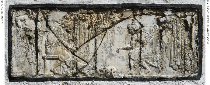 A relief sculpture on the Six Fountains, Polygyros, Halkidiki, Macedonia, Greece at My Favourite Planet
