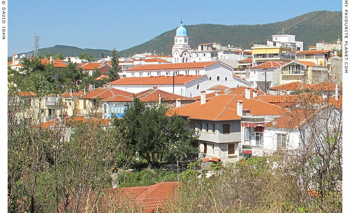 View of Polygyros and Agios Nikolaos church from the southwest at My Favourite Planet