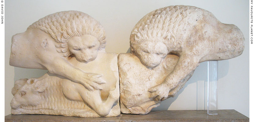A pedimental relief of two lions attacking a bull, Athens at My Favourite Planet A pedimental relief of two lions attacking a bull, Athens at My Favourite Planet