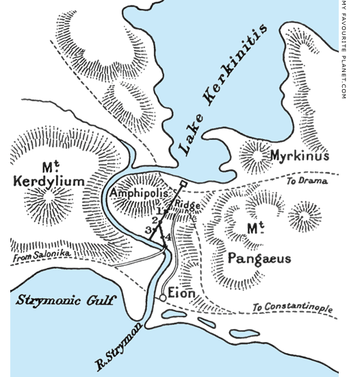 A sketch map of the Battle of Amphipolis at My Favourite Planet
