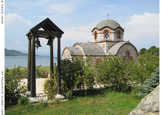 The church of Nikolaos and Anastasia and its wooden bell tower, Olympiada, Halkidiki, Macedonia, Greece at My Favourite Planet