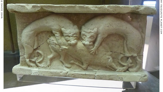 A terracotta relief of two cats attacking a boar from Megara Hyblaea at My Favourite Planet