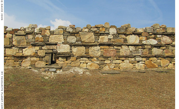 A section of the restored Classical wall of the Stageira acropolis, Halkidiki, Macedonia, Greece at My Favourite Planet