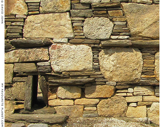 Close-up of the restored outer wall of the Stageira acropolis Close-up of the restored outer wall of the Stageira acropolis