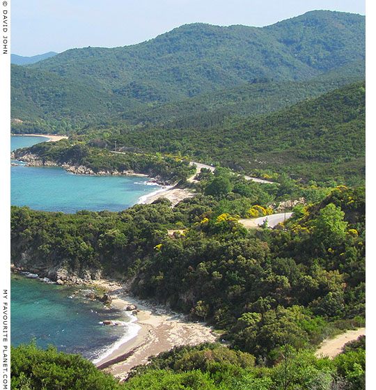 The coast road between Olympiada and Stratoni, Halkidiki, Macedonia, Greece