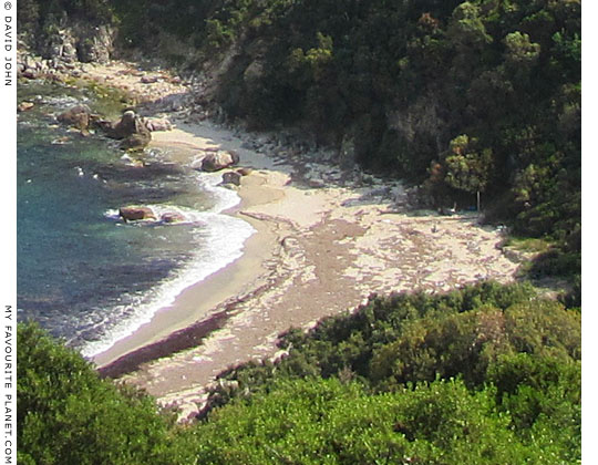 Secluded beach near Ancient Stageira, on the east coast of Halkidiki, in the Strymonic Gulf, Macedonia, Greece