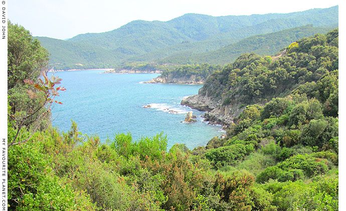 The view southwards along the east coast of the Halkidiki pensinsula from the Byzantine fort of Ancient Stageira, Halkidiki, Macedonia, Greece at My Favourite Planet