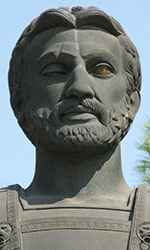 Detail of a statue of Philip II of Macedon, Thessaloniki, Macedonia, Greece Detail of a statue of Philip II of Macedon, Thessaloniki, Macedonia, Greece