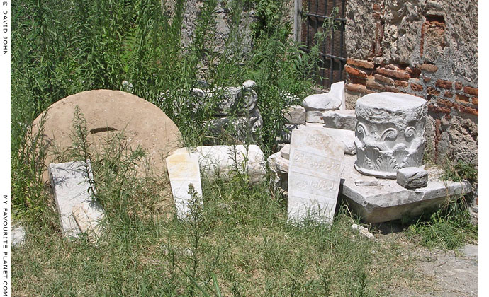 Antiquities in the courtyard Sinan Tuzci Hamam in the centre of Veria, Macedonia, Greece at My Favourite Planet