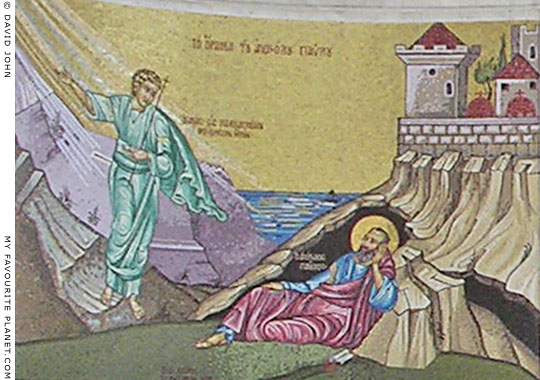 The man of Macedonia appears to Saint Paul in his vision at Troas