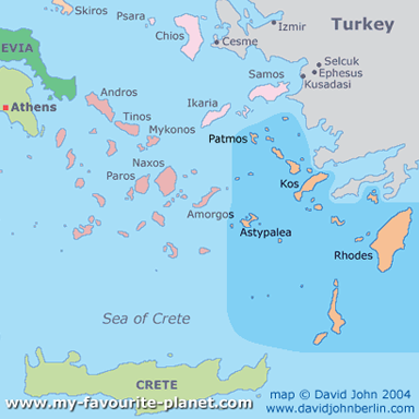 map of the Dodecanese islands at My Favourite Planet map of the Dodecanese islands at My Favourite Planet