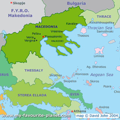 map of Macedonia, Greece and the North Aegean at My Favourite Planet map of Macedonia, Greece and the North Aegean at My Favourite Planet