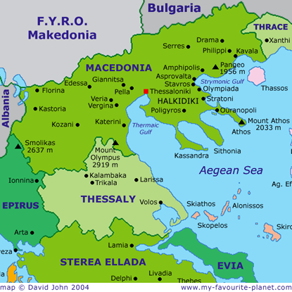 Map of Macedonia, Greece at My Favourite Planet