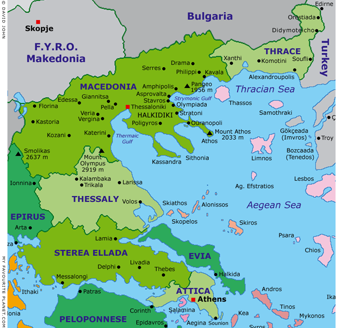 Interactive map of Macedonia, Thrace, Central Greece and the Aegean at My Favourite Planet