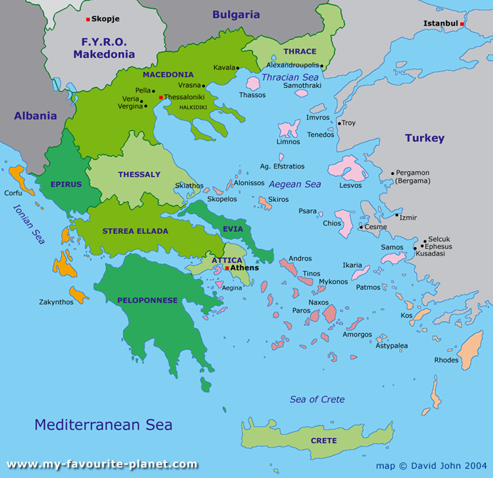 interactive map of Greece at My Favourite Planet