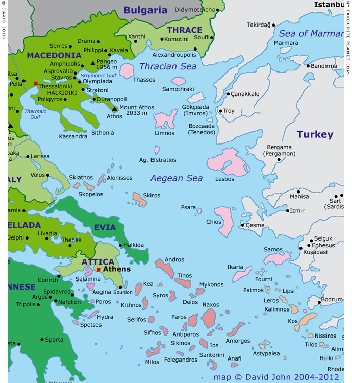 Interactive map of Macedonia, Thrace, Central Greece and the Aegean at My Favourite Planet