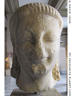 The head of a kouros statue from Samos in the Istanbul Archaeological Museum, Turkey at My Favourite Planet