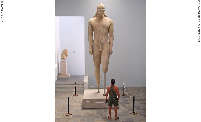 4.75 metre high kouros statue, Samos Archaeological Museum, Vathy, Samos island, Greece at My Favourite Planet