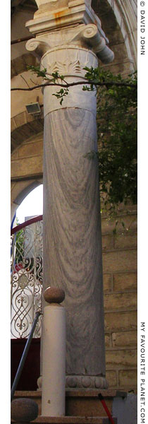 A marble column of a church belltower in Chora, Samos, Greece at My Favourite Planet