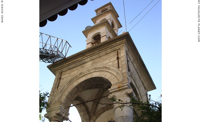 A church belltower in Chora, Samos, Greece at My Favourite Planet
