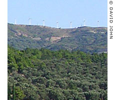 A windfarm at Agios Pandes, Marathokambos, Samos, Greece at My Favourite Planet