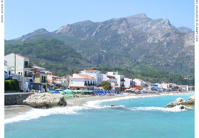 The steep, rocky slopes of Mount Ambelos descend into the Aegean Sea west of Kokkari, Samos, Greece at My Favourite Planet