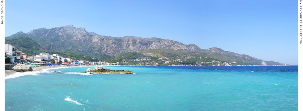 Panoramic view of Long Beach on the west side of Kokkari, Samos island, Greece at My Favourite Planet