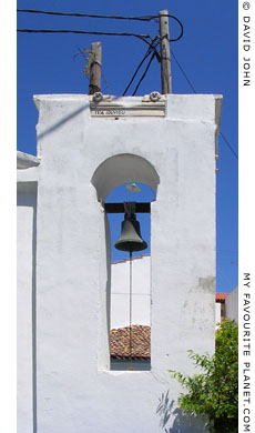 The belltower of the Panagia church in Kokkari, Greece at My Favourite Planet
