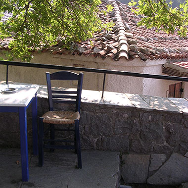 A cafe in Chora village, Samothraki island, Greece at My Favourite Planet