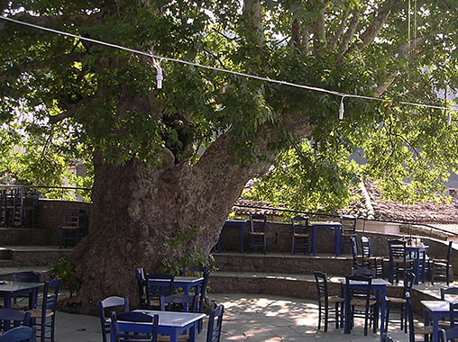 A plateia (square) in Chora village, Samothraki island, Greece at My Favourite Planet A plateia (square) in Chora village, Samothraki island, Greece at My Favourite Planet