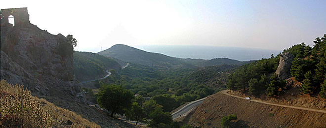 The Aegean Sea and the north coast of Samothraki island from Chora village, Greece at My Favourite Planet The Aegean Sea and the north coast of Samothraki island from Chora village, Greece at My Favourite Planet