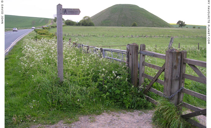 Silbury Hill, West Kennet, viewed from the A4 and the start of the footpath to Avebury, Wiltshire at My Favourite Planet