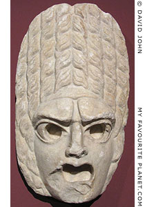 Marble relief of a tragic mask from Ephesus in the Pergamon Museum, Berlin at My Favourite Planet