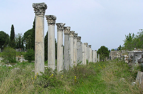 Row of Corinthian columns in the Lower (Commercial) Agora, Ephesus, Turkey at My Favourite Planet