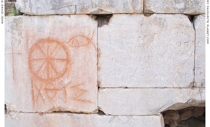 Christian graffiti in Ephesus, Turkey at My Favourite Planet