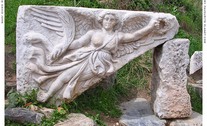 A relief of winged Nike, the Greek goddess of Victory, Ephesus, Turkey at My Favourite Planet