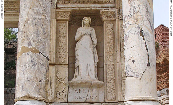 Statue of Arete Kelsou, Library of Celsus, Ephesus, Turkey at My Favourite Planet