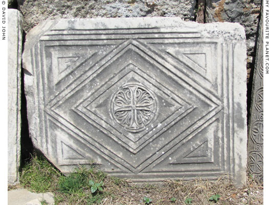 A marble slab with a Christian symbol in the Aghia Maria Church, Ephesus at My Favourite Planet