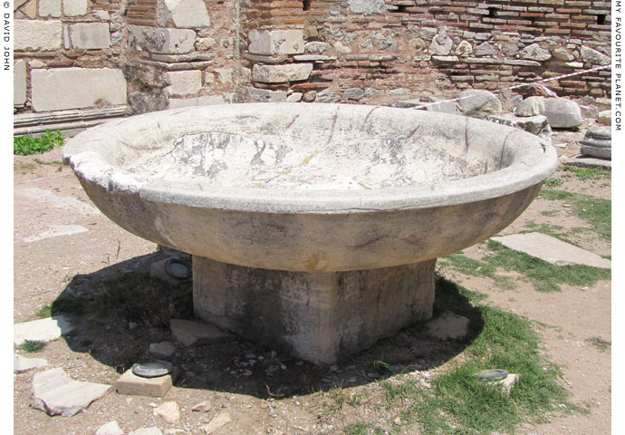 The colossal marble basin in the Aghia Maria Church, Ephesus at My Favourite Planet