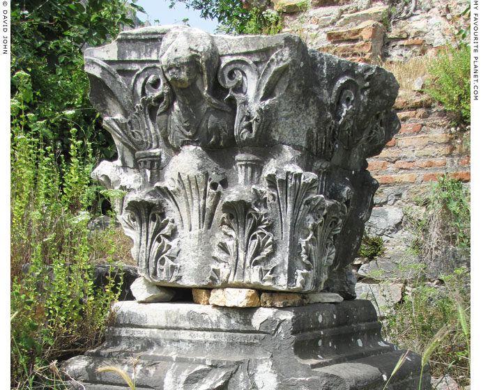 A column capital with a female bust in the harbour of Ephesus at My Favourite Planet A column capital with a female bust in the harbour of Ephesus at My Favourite Planet
