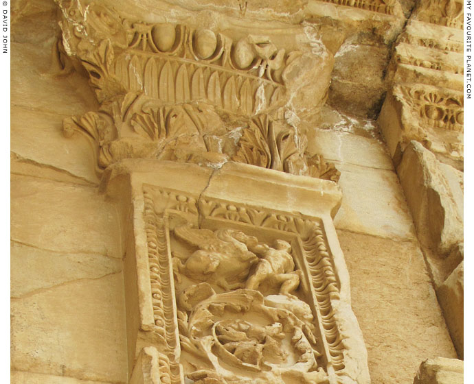 A relief of Bellerephon and Pegasus on the facade of the Library of Celsus, Ephesus at My Favourite Planet