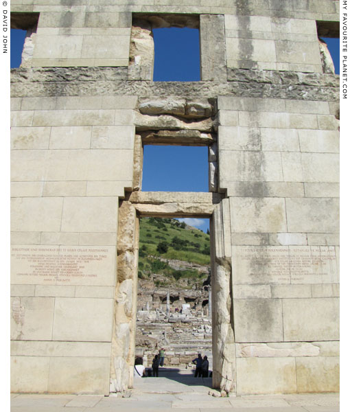 The central doorway of the Library of Celsus from inside the facade at My Favourite Planet