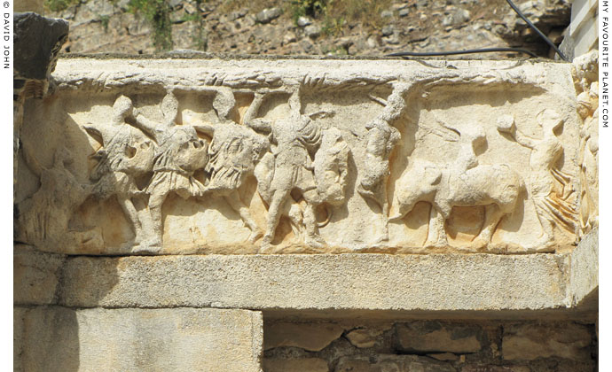 Frieze Block C on the Temple of Hadrian depicting a mythological scene at My Favourite Planet