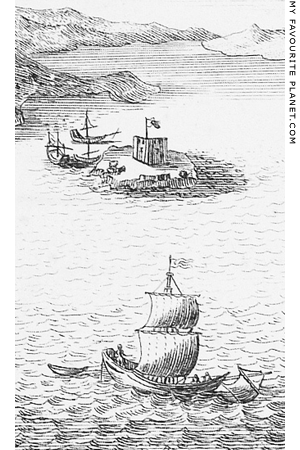 An engraving of Güvercinada Castle, Kusadasi as it appeared in 1702 at My Favourite Planet An engraving of Güvercinada Castle, Kusadasi as it appeared in 1702 at My Favourite Planet