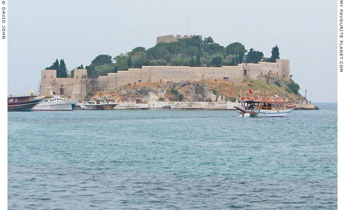 Güvercinada Kalesi on Güvercin Ada (Dove or Pigeon Island), Kusadasi, during renovation work in 2013 at My Favourite Planet Güvercinada Kalesi on Güvercin Ada (Dove or Pigeon Island), Kusadasi, during renovation work in 2013 at My Favourite Planet