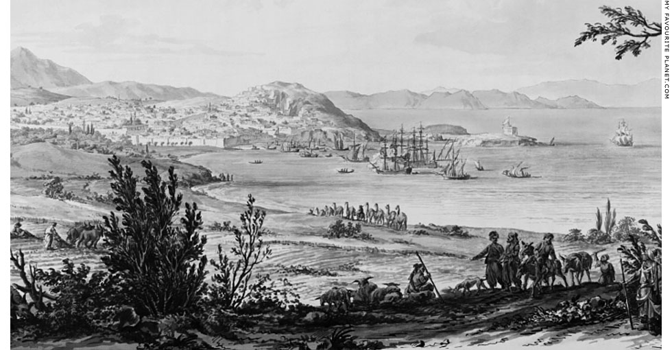 18th century drawing of Kusadasi harbour by Johann Christian Kamsetzer at My Favourite Planet