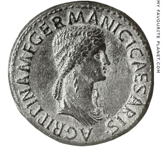 Portrait of Agrippina the Elder on a coin of Emperor Caligula at My Favourite Planet Portrait of Agrippina the Elder on a coin of Emperor Caligula at My Favourite Planet