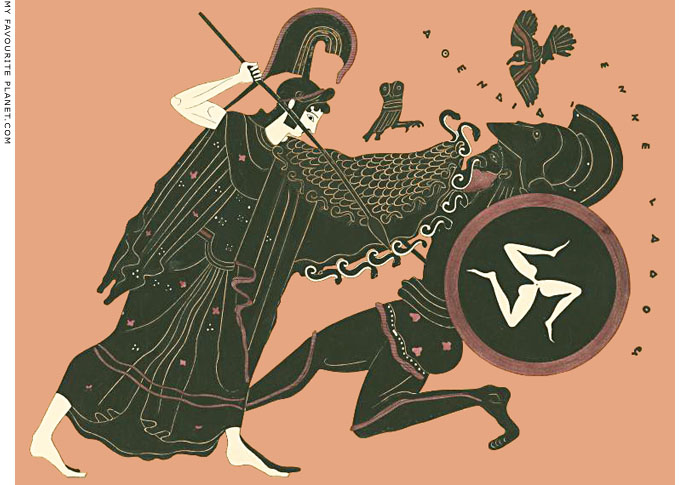 Athena defeats the Giant Encelados on a black figure amphora at My Favourite Planet